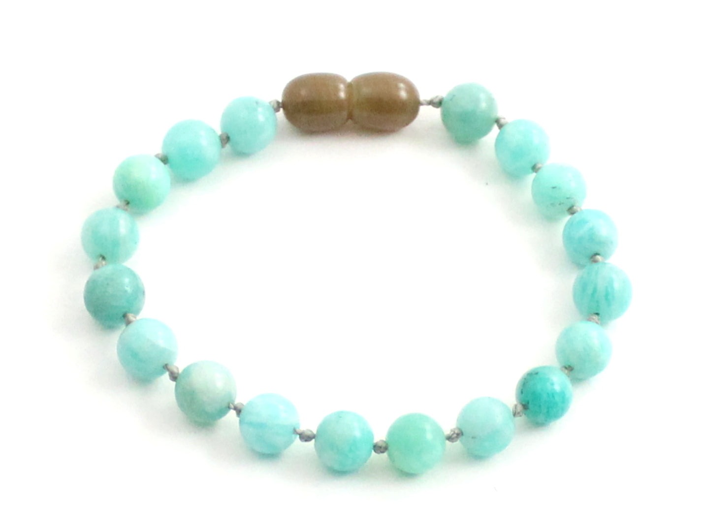 Bracelet vert en amazonite avec perles nouées