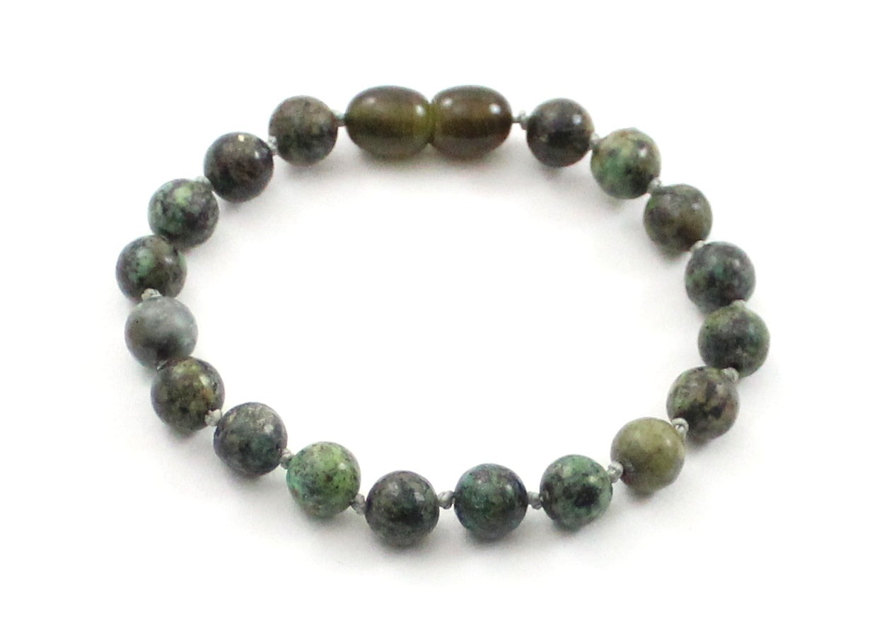 Bracelet en turquoise sur cordon noué – Chance et protection
