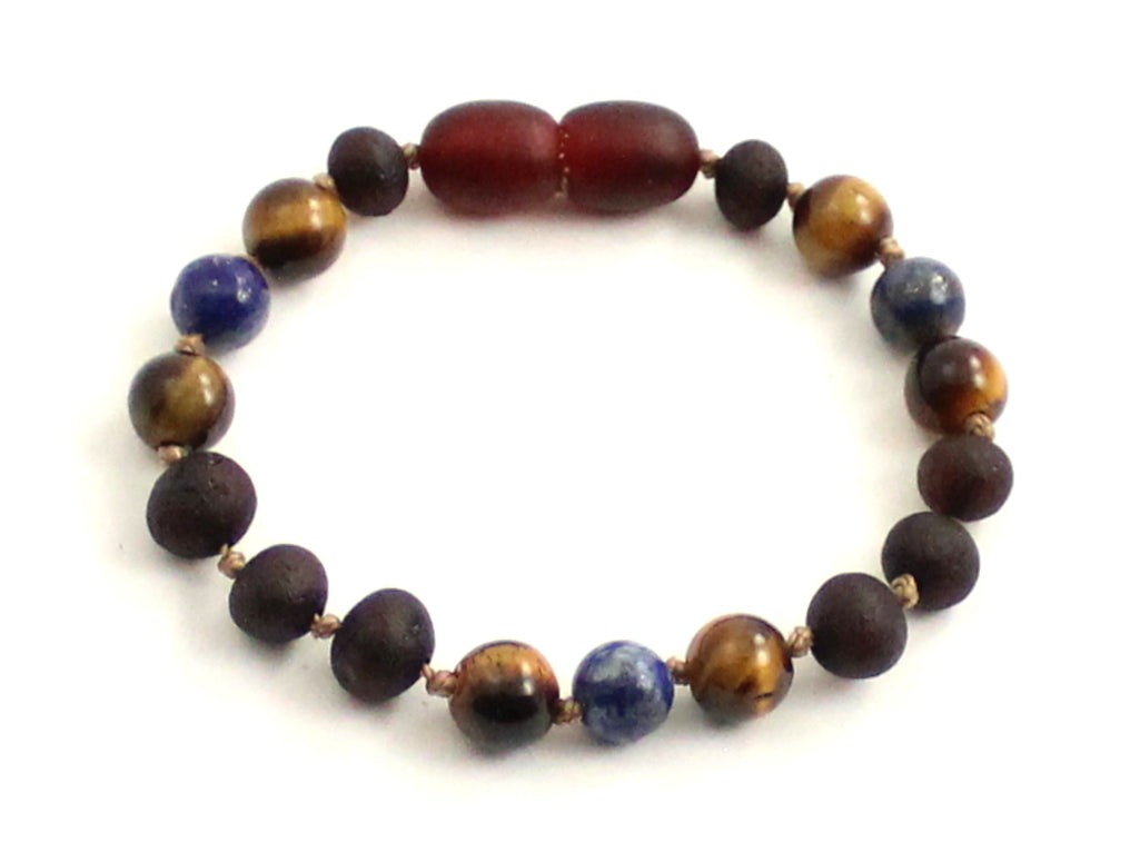 Bracelet en ambre et œil-de-tigre